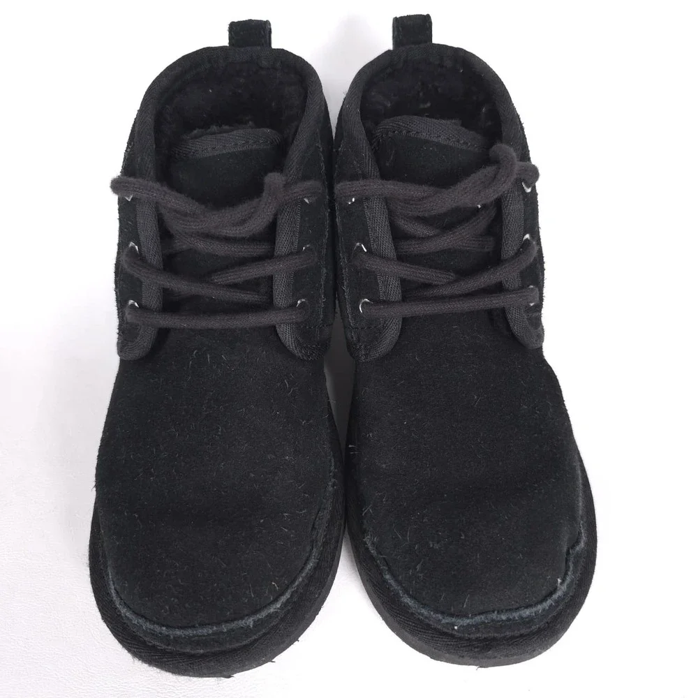 UGG Neumal Black Suede Chukka Boots Unisex Kids Size 1 Youth Lace Up